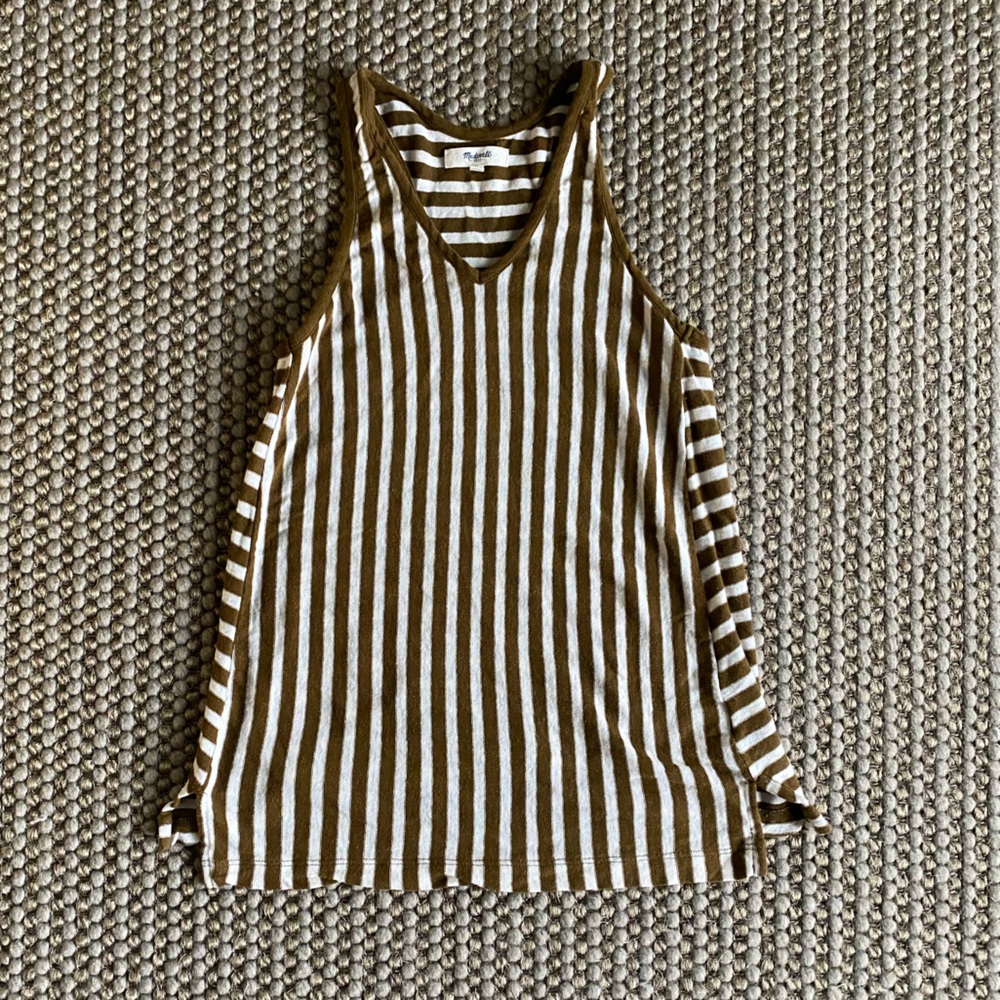 Madewell Striped Olive Green Tank Top